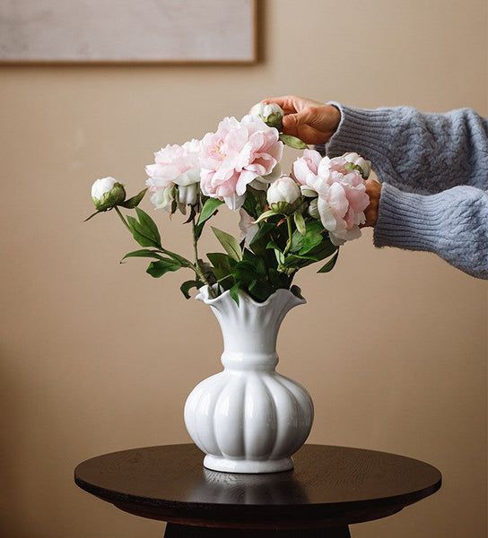 Handmade Water Holding Flower Vase, Ceramic Bud Vases, Small Flower Vases on Table, Rustic Porcelain Flower Vases-artworkcanvas