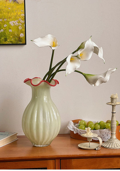 French Vintage Glass Flower Vases, Glass Bud Vases, Flower Vases on Table, Handmade Water Holding Flower Vases-artworkcanvas