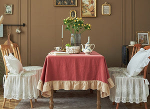 Red Modern Table Cloth, Ramie Tablecloth for Home Decoration, Square Tablecloth for Round Table, Extra Large Rectangle Tablecloth for Dining Room Table-artworkcanvas