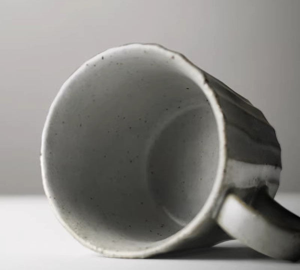 Handmade Pottery Coffee Cup, Creative Ceramic Coffee Cup with Saucer, Unique Tea Cup and Saucer, Modern Tea Cup Set for Afternoon Tea-artworkcanvas