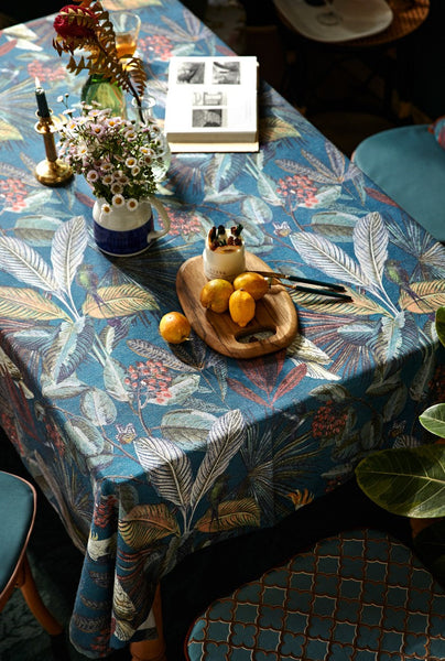 Large Modern Tablecloth Ideas for Dining Room Table, Tropical Rainforest Parrot Table Cover, Outdoor Picnic Tablecloth, Rectangular Tablecloth for Round Table-artworkcanvas