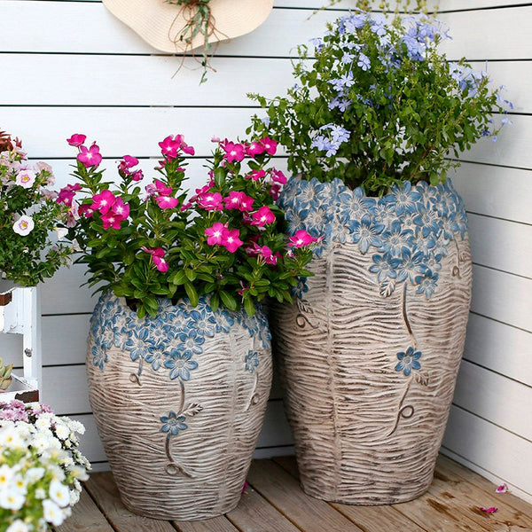 Extra Large Garden Flower Planters, Oversized Garden Flower Pot, Garden Ornaments, Large Resin Gardern Flower Planter, Modern Outdoor Garden Flower Pots-artworkcanvas