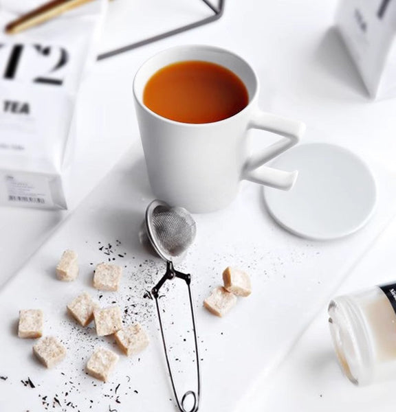 Modern Handmade Pottery Coffee Cup, Creative White Ceramic Coffee Mugs, Large Unique Tea Cup, Large Capacity Coffee Cups-artworkcanvas