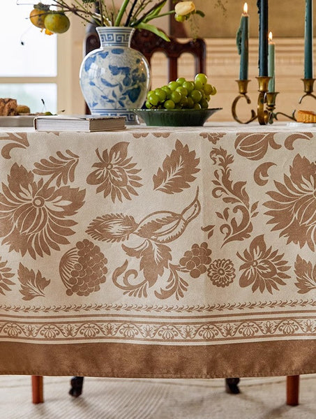Large Modern Rectangle Tablecloth for Dining Table, Flower Pattern Table Covers for Round Table, Farmhouse Table Cloth for Oval Table, Square Tablecloth for Kitchen-artworkcanvas