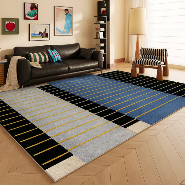 Mid Century Modern Rugs, Bedroom Modern Floor Carpet, Blue Modern Rug Designs, Contemporary Modern Rugs for Dining Room, Living Room Rug Ideas-artworkcanvas