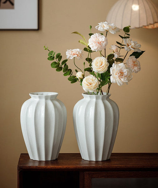 Centerpiece Ceramic Bud Vases, Porcelain Flower Vases, Large Flower Vases on Table, Handmade Water Holding Flower Vase-artworkcanvas