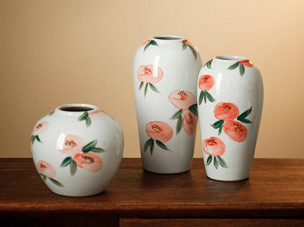 Porcelain Flower Vases, Handmade Water Holding Flower Vases, Modern Flower Vase Centerpiece on Table, Ceramic Bouquet Vases-artworkcanvas