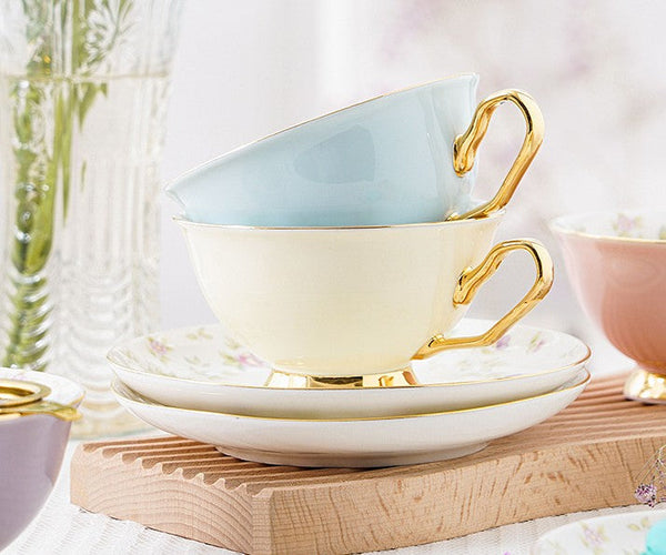Elegant Ceramic Coffee Cups, Beautiful British Tea Cups, Unique Afternoon Tea Cups and Saucers in Gift Box, Royal Bone China Porcelain Tea Cup Set-artworkcanvas