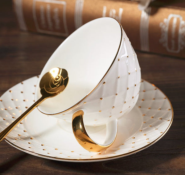 Elegant Ceramic Tea Cups, 6.8 oz Tea Cup and Saucer in Gift Box as Birthday Gift, Beautiful British Tea Cups, Creative Porcelain Tea Cup Set-artworkcanvas