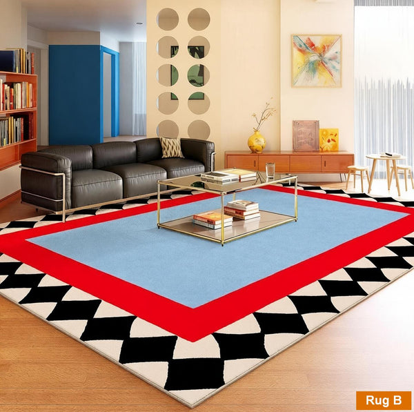 Living Room Contemporary Modern Rugs, Geometric Modern Rugs, Modern Carpets under Coffee Table, Colorful Modern Rugs for Bedroom-artworkcanvas