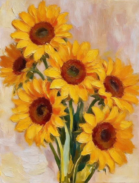 Original Flower Paintings, Blooming Sunflowers, Hand Painted Canvas Art, Original Oil Paintings, Small Canvas Artwork-artworkcanvas