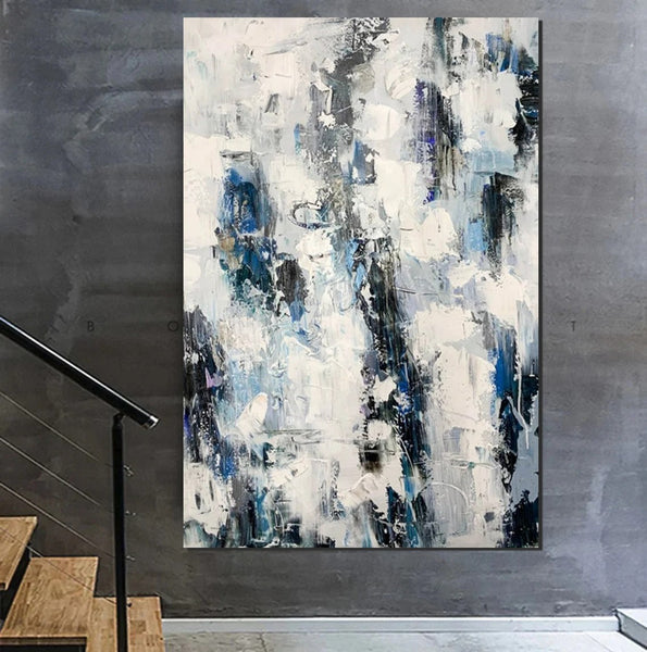 Modern Paintings Behind Sofa, Abstract Paintings for Dining Room, Buy Paintings Online, Palette Knife Canvas Art, Impasto Wall Art