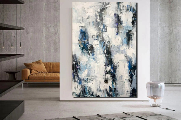 Modern Paintings Behind Sofa, Abstract Paintings for Dining Room, Buy Paintings Online, Palette Knife Canvas Art, Impasto Wall Art