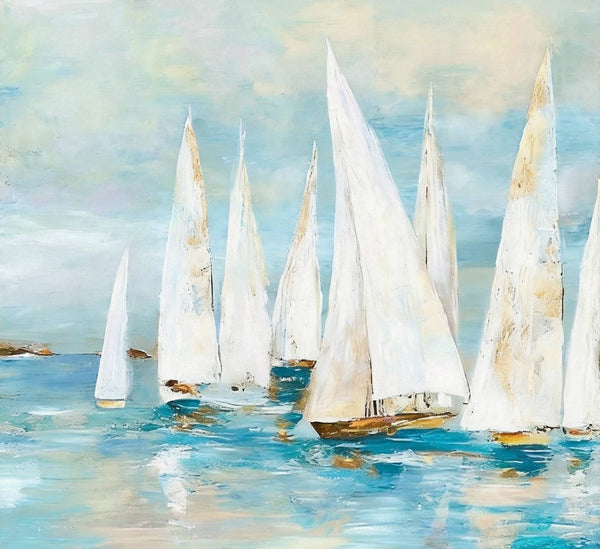 Small Acrylic Painting on Canvas, Original Abstract Paintings, Abstract Sail Boats Painting, Small Canvas Artwork, Hand Painted Canvas Art, Buy Small Paintings Online-artworkcanvas