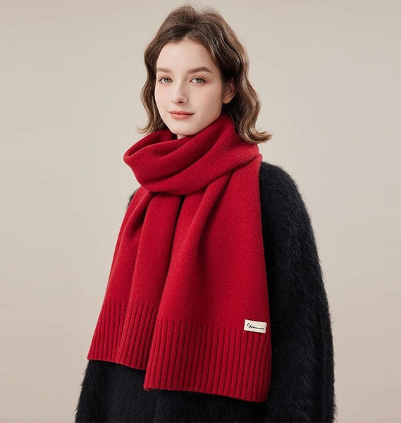 Fashion Designer Scarf, Cold Weather Scarf, Casual Scarf for Women, Red Winter Scarf, Modern Wool Scarf for Women, Soft Cashmere Scarf for Women-artworkcanvas