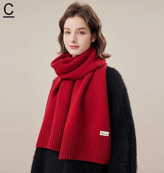 Fashion Designer Scarf, Cold Weather Scarf, Casual Scarf for Women, Red Winter Scarf, Modern Wool Scarf for Women, Soft Cashmere Scarf for Women-artworkcanvas