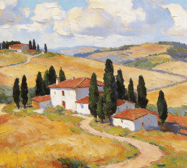 Small Canvas Artwork,Tuscan Hills Under Sunlit Clouds, Buy Small Artwork Online, Hand Painted Canvas Art, Original Landscape Paintings-artworkcanvas
