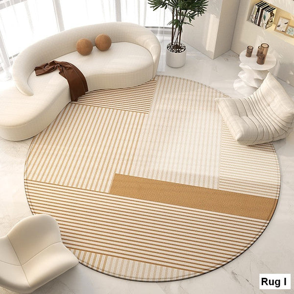 Bedroom Modern Round Rugs, Circular Modern Rugs under Chairs, Dining Room Contemporary Round Rugs, Geometric Modern Rug Ideas for Living Room-artworkcanvas