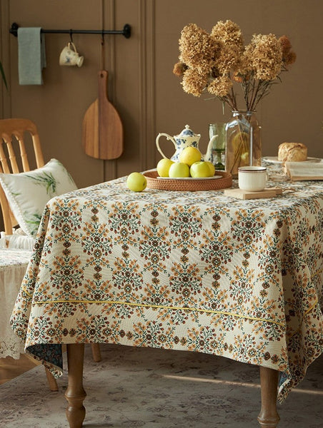 Spring Flower Pattern Tablecloth for Home Decoration, Extra Large Rectangle Tablecloth for Dining Room Table, Large Square Tablecloth for Round Table-artworkcanvas