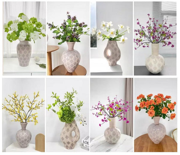 Unique Porcelain Flower Vases, Flower Vases on Table, Contemporary Vases for Modern Home Decor, Ceramic Bouquet Vases, Dining Table Centerpiece-artworkcanvas