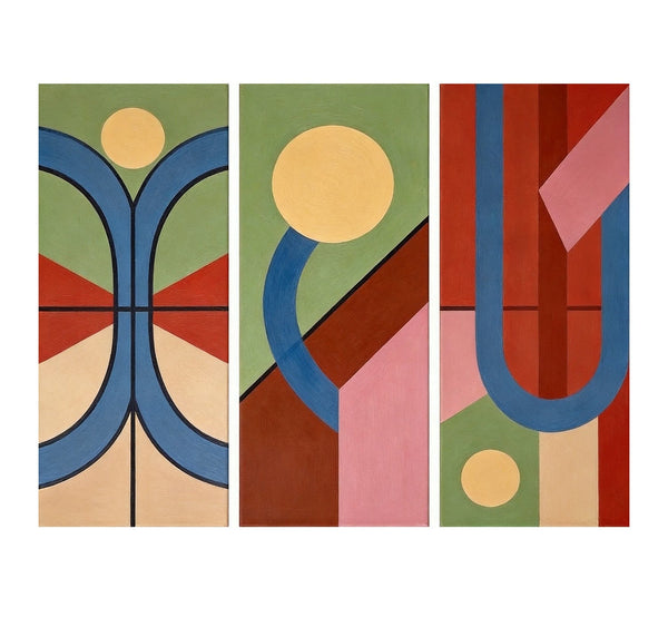 Multi Panel Canvas Art, Large Group Paintings, Geometric Abstract Paintings, Modern Paintings for Living Room-artworkcanvas