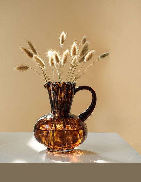 Mid Century Glass Vases, Centerpiece Contemporary Vases on Table, Handmade Modern Vases for Bedroom, Decorative Glass Vase, Modern Glass Vase for Flowers-artworkcanvas