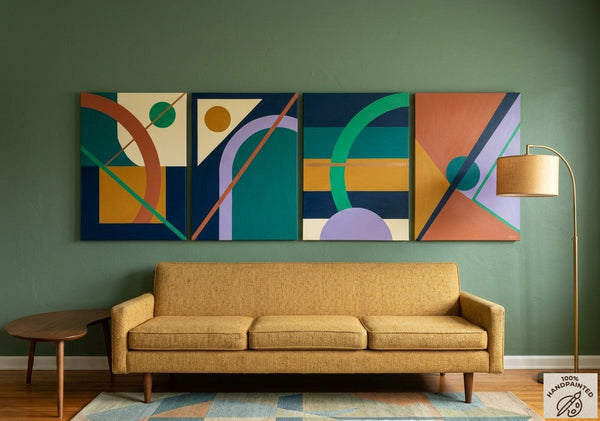 Abstract Geometric Art, Modern Paintings for Living Room, Multi Panel Wall Art Painting
