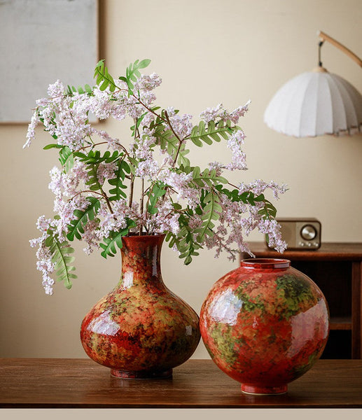 Large Pottery Flower Vases, Handmade Water Holding Flower Vases, Modern Bouquet Flower Vases, Centerpiece on Dining Table, Flower Vase on Table-artworkcanvas