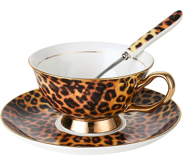Creative Porcelain Tea Cup Saucer Set, Modern Ceramic Cups, 7.8 oz Ceramic Coffee Cups, Unique Tea Cup and Saucer in Gift Box-artworkcanvas