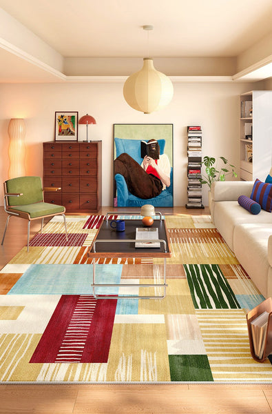 Unique Modern Rugs for Dining Room, Mid Century Modern Rugs Next to Bed, Colorful Contemporary Rugs for Bedroom, Abstract Modern Carpets for Apartment