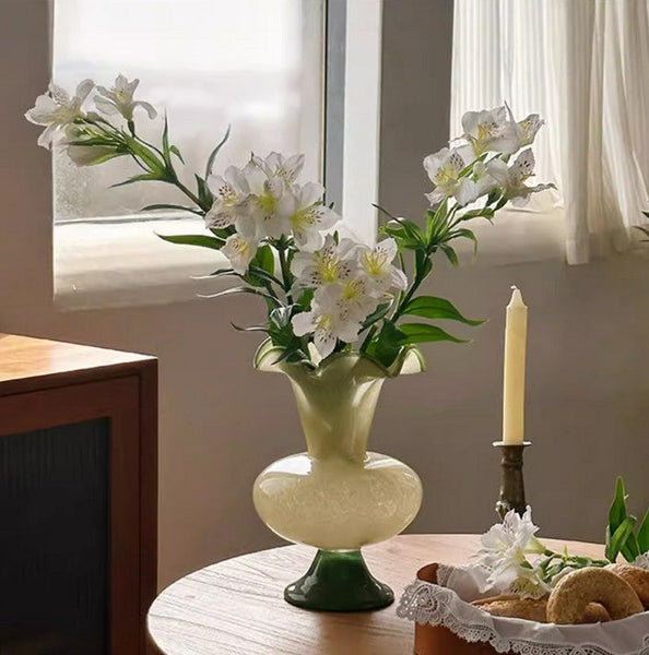 Bouquet Flower Vase, Vintage Glass Flower Vases, Water Holding Flower Vases, Glass Bud Vases, Handmade Flower Vases on Table-artworkcanvas