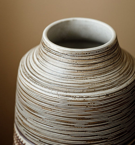 Centerpiece on Dining Table, Handmade Pottery Flower Vases Urn, Modern Bouquet Flower Vases, Water Holding Flower Vases, Large Flower Vase on Table-artworkcanvas