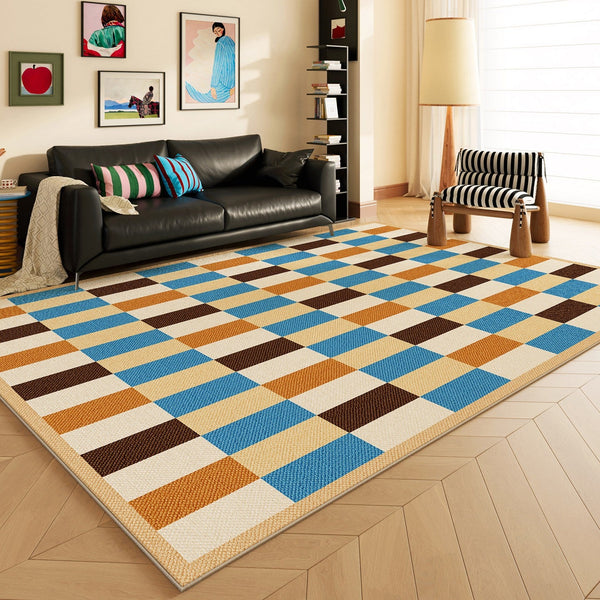 Mid Century Modern Rugs, Modern Living Room Rug Ideas, Geometric Contemporary Area Rugs, Colorful Modern Rugs for Bedroom-artworkcanvas
