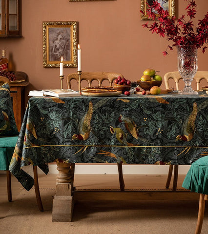 Nightingale Bird Tablecloth, Farmhouse Table Cloth, Blue Rectangle Tablecloth for Dining Room Table, Square Tablecloth, Waterproof Tablecloth-artworkcanvas