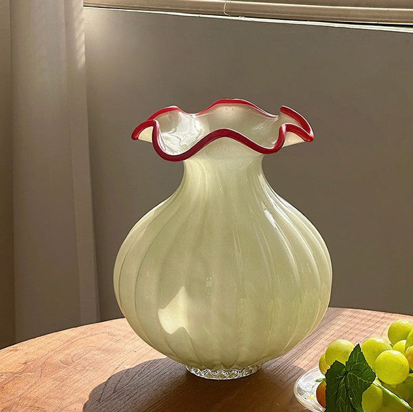Unique Handmade Vase for Flowers, French Vintage Glass Flower Vases, Glass Bud Vases, Flower Vases on Table-artworkcanvas
