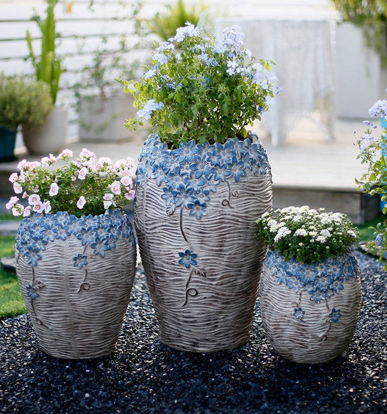Extra Large Garden Flower Planters, Oversized Garden Flower Pot, Garden Ornaments, Large Resin Gardern Flower Planter, Modern Outdoor Garden Flower Pots-artworkcanvas