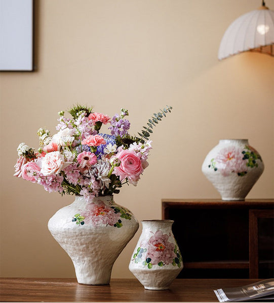 Modern Porcelain Flower Vases, Flower Vases on Table, Handmade Water Holding Flower Vases, Centerpiece on Dining Table, Ceramic Bouquet Vases-artworkcanvas