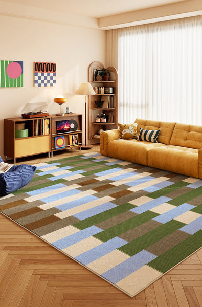 Bedroom Floor Rugs, Geometric Contemporary Rugs for Dining Room, Large Modern Rugs for Living Room, Colorful Modern Rug for Living Room