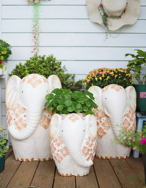 Villa Outdoor Garden Flower Pots, Oversized Modern Garden Flower Pot, Extra Large Elephant Garden Flowerpots, Animal Statue for Garden Ornaments, Resin Statue for Garden-artworkcanvas