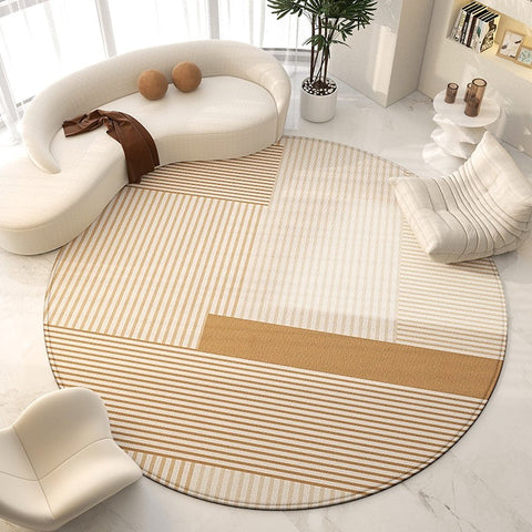 Large Modern Rugs for Living Room, Contemporary Modern Area Rugs for Bedroom, Geometric Round Rugs for Dining Room, Circular Modern Rugs under Chairs-artworkcanvas
