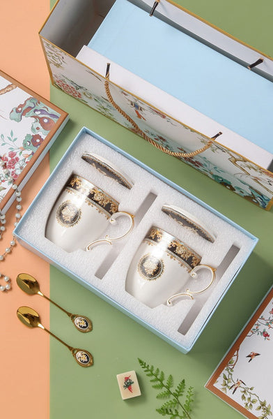 Beautiful British Ceramic Mugs, Large Capacity Ceramic Mugs for Office, Large Royal Bone China Porcelain Mug, Elegant Ceramic Coffee Mug-artworkcanvas