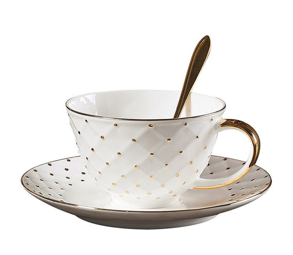 Elegant Ceramic Tea Cups, 6.8 oz Tea Cup and Saucer in Gift Box as Birthday Gift, Beautiful British Tea Cups, Creative Porcelain Tea Cup Set-artworkcanvas