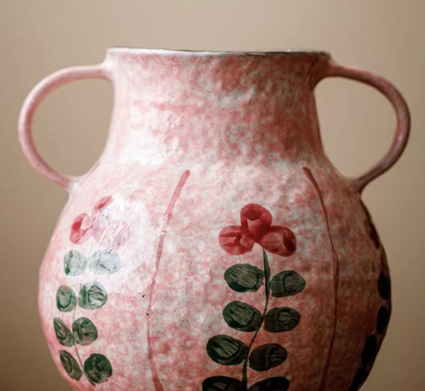 Rustic Pottery Flower Vases, Small Flower Vases on Table, Pink Bud Vases, Handmade Water Holding Flower Vases-artworkcanvas