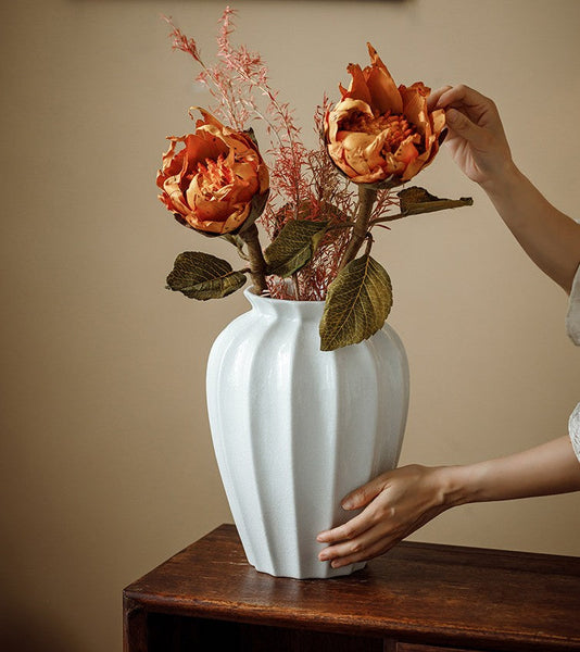 Centerpiece Ceramic Bud Vases, Porcelain Flower Vases, Large Flower Vases on Table, Handmade Water Holding Flower Vase-artworkcanvas