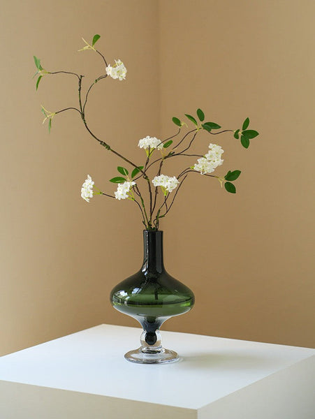 Decorative Glass Vase, Mid Century Glass Vases, Handmade Modern Vases for Bedroom, Centerpiece Contemporary Vases on Table, Modern Glass Vase for Flowers-artworkcanvas