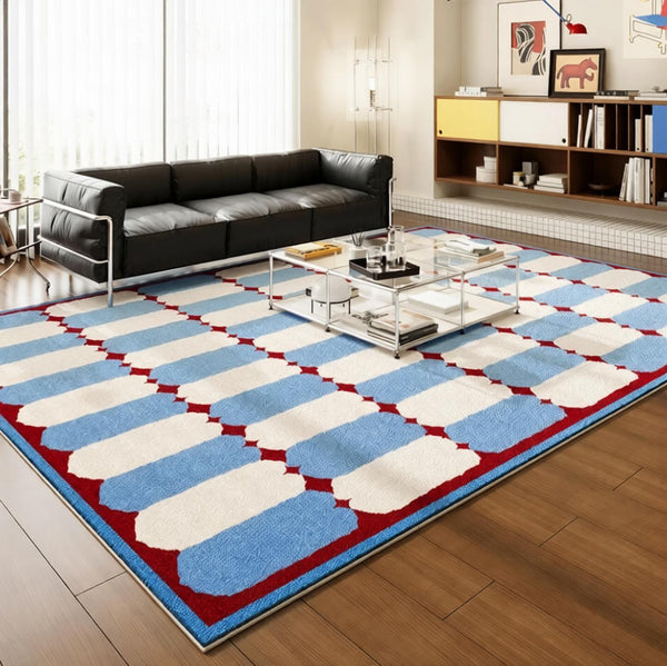 Mid Century Modern Rugs, Contemporary Modern Rugs for Dining Room, Bedroom Modern Floor Carpet, Blue Modern Rug Designs, Living Room Rug Ideas-artworkcanvas