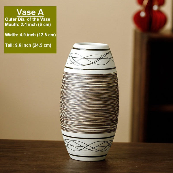 Centerpiece on Dining Table, Handmade Pottery Flower Vases Urn, Large Flower Vase on Table, Modern Bouquet Flower Vases, Water Holding Flower Vases-artworkcanvas