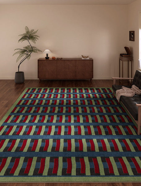 Colorful Absract Rugs for Bedroom, Minimalist Geometric Rugs for Living Room, Mid Century Modern Rugs, Contemporary Modern Rugs for Living Room-artworkcanvas