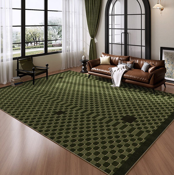 Living Room Contemporary Modern Rugs, Minimalist Geometric Rugs for Living Room, Green Absract Rugs for Bedroom, Mid Century Modern Rugs-artworkcanvas