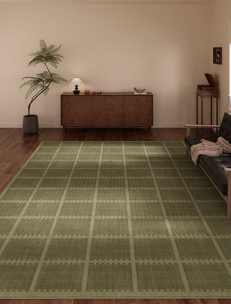 Contemporary Modern Rugs for Living Room, Minimalist Geometric Rugs for Living Room, Mid Century Modern Rugs, Green Absract Rugs for Bedroom-artworkcanvas